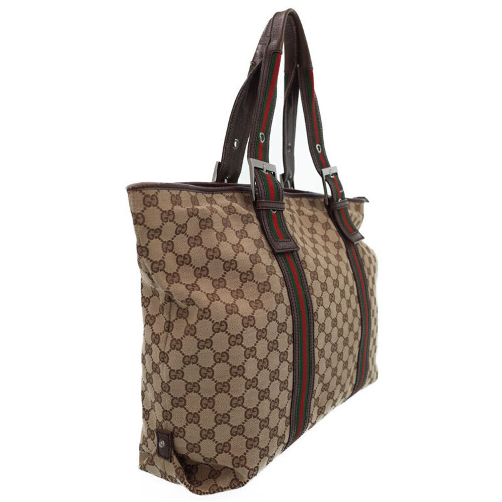 Gucci web canvas Sherry Shoulder Brown Supreme signature bag GG Tan